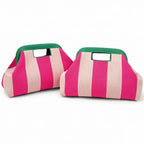 Striped Woven Clutch Bag for Women-Beach Handbag