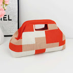 Striped Woven Clutch Bag for Women-Beach Handbag