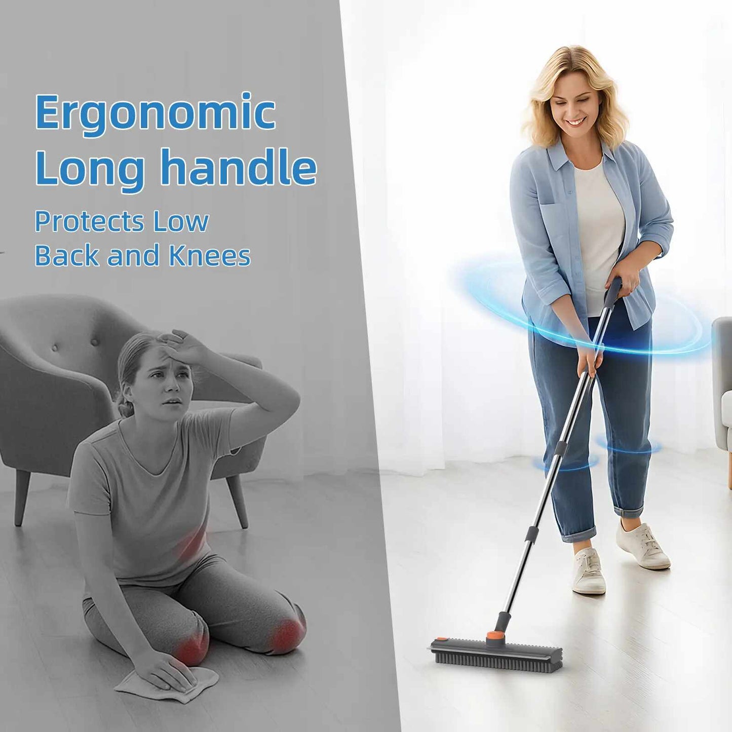 🎉3-in-1 Floor Scrub Brush with Long Handle