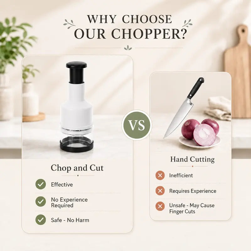 Manual Food Chopper - Compact Press-Type Kitchen Vegetable Chopper