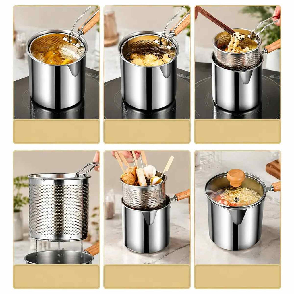 Single-Serve Stainless Steel Mini Deep Fryer Set