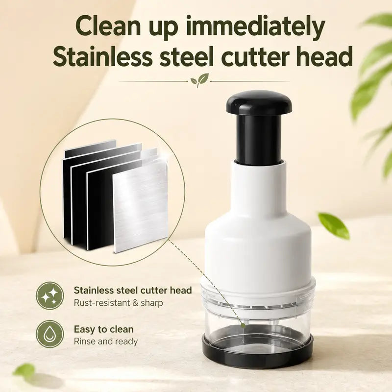 Manual Food Chopper - Compact Press-Type Kitchen Vegetable Chopper