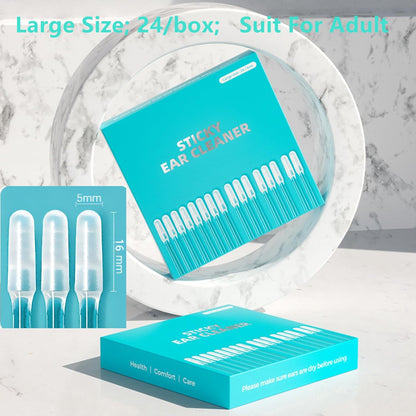 24 PCS Sticky Ear Wax Removal Kit, Reusable Adhesive Ear Cleaner with Dust Cover