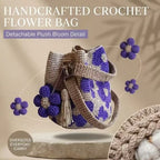 Handmade Flower Crochet Bucket Bag, Bohemian Drawstring Shoulder Purse