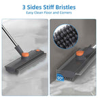 3-in-1 Long Handle Floor Scrub Brush with Squeegee
