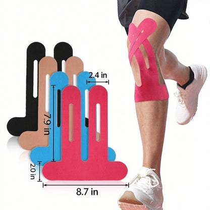 Precut Tape- Breathable Elastic Athletic Muscle Tape Strips Flexible , 10 Pcs , Pain & Stability