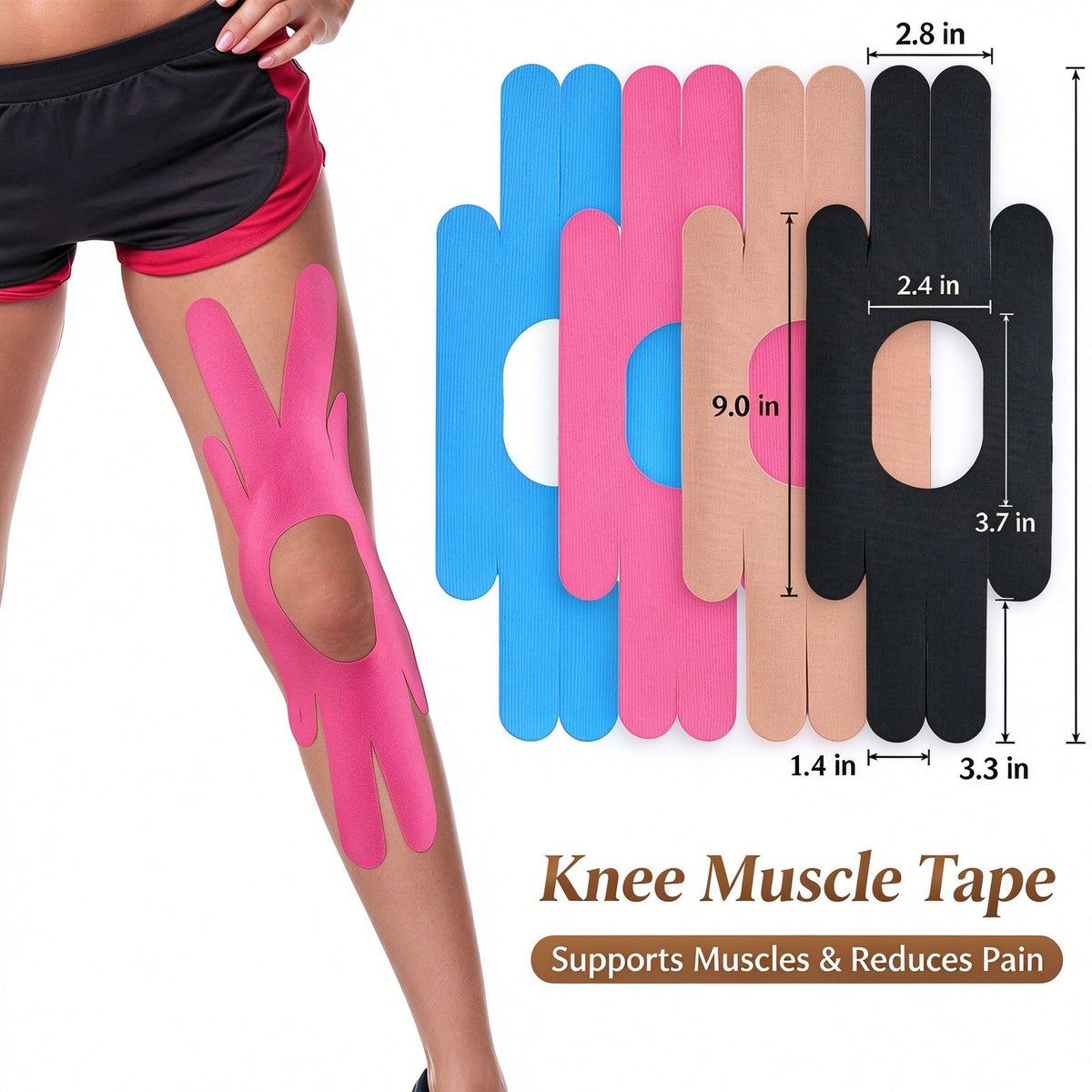 Precut Tape- Breathable Elastic Athletic Muscle Tape Strips Flexible , 10 Pcs , Pain & Stability