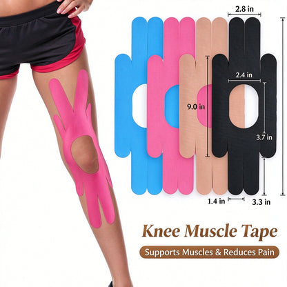 Precut Tape- Breathable Elastic Athletic Muscle Tape Strips Flexible , 10 Pcs , Pain & Stability