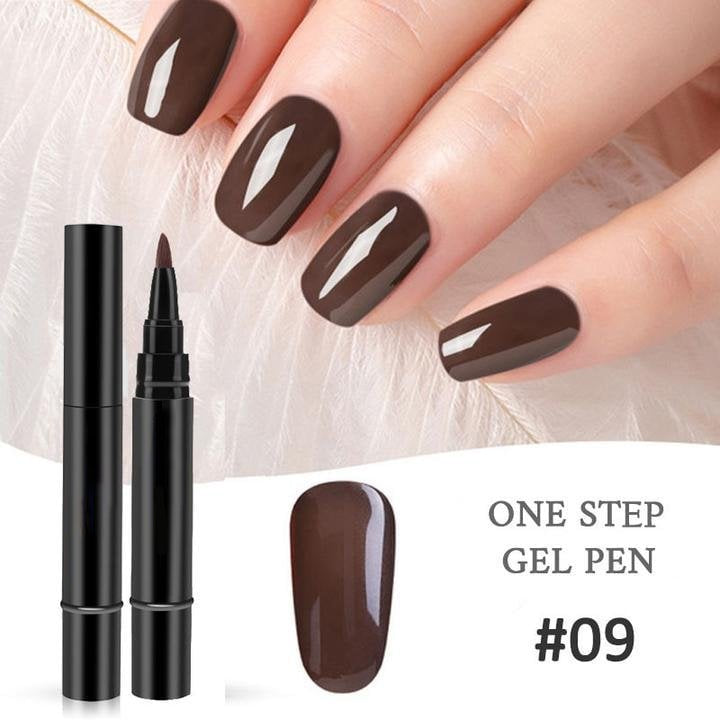 One Step Gel Nail Pen | 3-in-1 No Topcoat UV Nail Polish | Long-Lasting DIY Manicure Pen with Precision Tip🎨