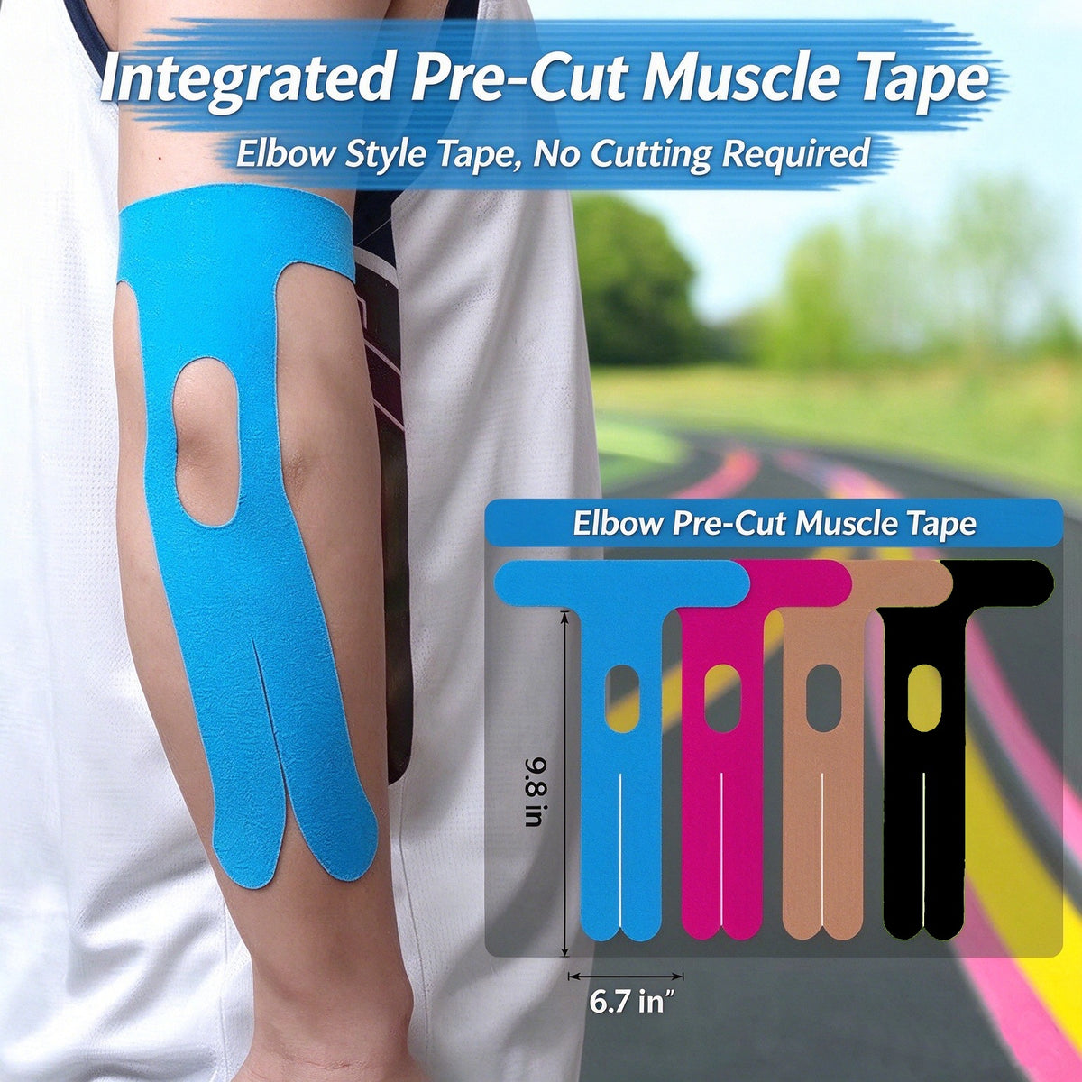 Precut Tape- Breathable Elastic Athletic Muscle Tape Strips Flexible , 10 Pcs , Pain & Stability