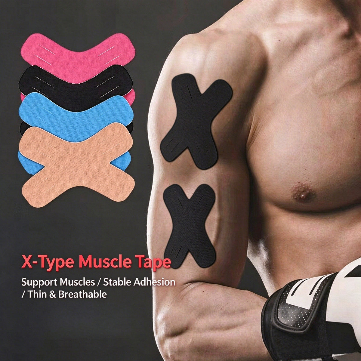 Precut Tape- Breathable Elastic Athletic Muscle Tape Strips Flexible , 10 Pcs , Pain & Stability