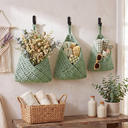 Boho Crochet Wall Hanging Basket, Kitchen Fruit Vegetable Storage Bag, Wall Mount Produce Organizer, Decorative Hanging Mesh Pouch, Cute Home Decor, Kitchen Gadgets, Housewarming Gifts