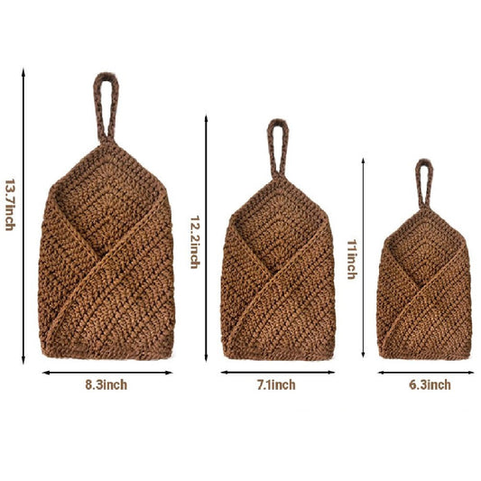 Boho Crochet Wall Hanging Basket, Kitchen Fruit Vegetable Storage Bag, Wall Mount Produce Organizer, Decorative Hanging Mesh Pouch, Cute Home Decor, Kitchen Gadgets, Housewarming Gifts