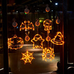 Halloween LED Hanging Window Lights, Halloween-Themed Decorative Lights with Suction Cups, Battery Operated Indoor Ornaments for Home & Party Decor