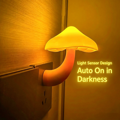 Mushroom Plug-in Night Light, Auto Dusk To Dawn Sensor LED Lamp (US & EU Plug Available), Soft Warm Glow Decorative Lamp for Bedroom Hallway & Kids Room