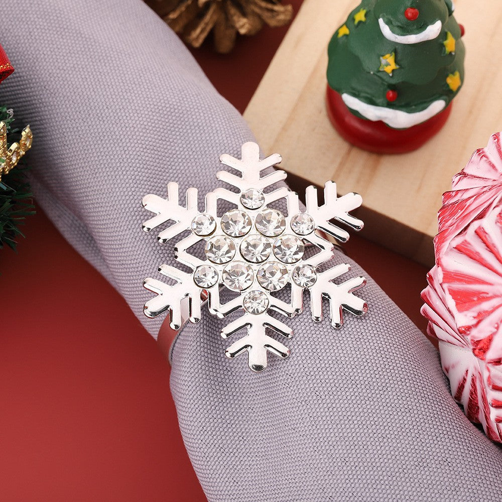 Christmas Metal Napkin Rings, Assorted Xmas Themed Decorative Serviette Holders, Holiday Table Ornaments for Dinner Party Home Table Decor