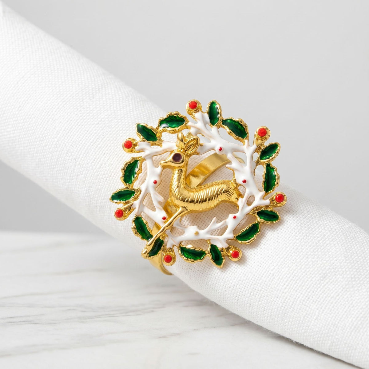 Christmas Metal Napkin Rings, Assorted Xmas Themed Decorative Serviette Holders, Holiday Table Ornaments for Dinner Party Home Table Decor