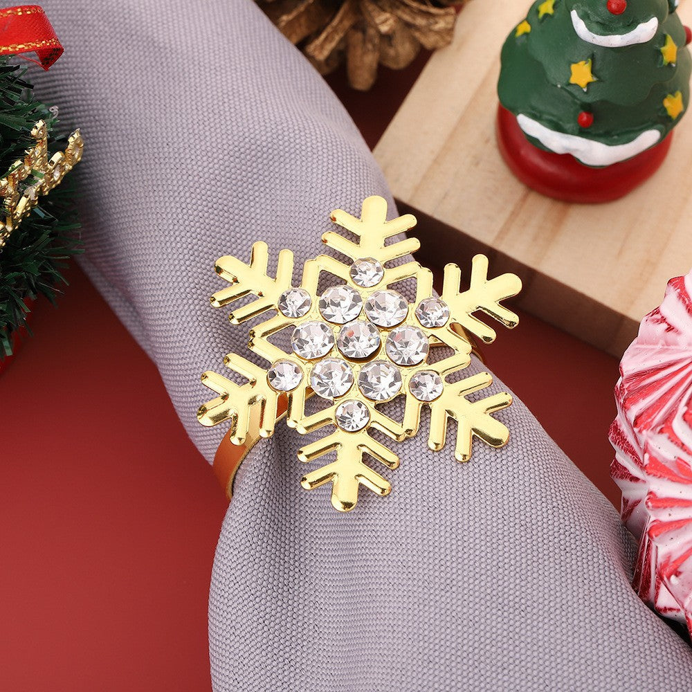 Christmas Metal Napkin Rings, Assorted Xmas Themed Decorative Serviette Holders, Holiday Table Ornaments for Dinner Party Home Table Decor