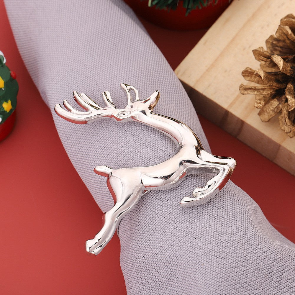 Christmas Metal Napkin Rings, Assorted Xmas Themed Decorative Serviette Holders, Holiday Table Ornaments for Dinner Party Home Table Decor