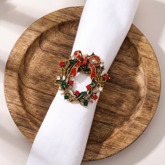 Christmas Metal Napkin Rings, Assorted Xmas Themed Decorative Serviette Holders, Holiday Table Ornaments for Dinner Party Home Table Decor