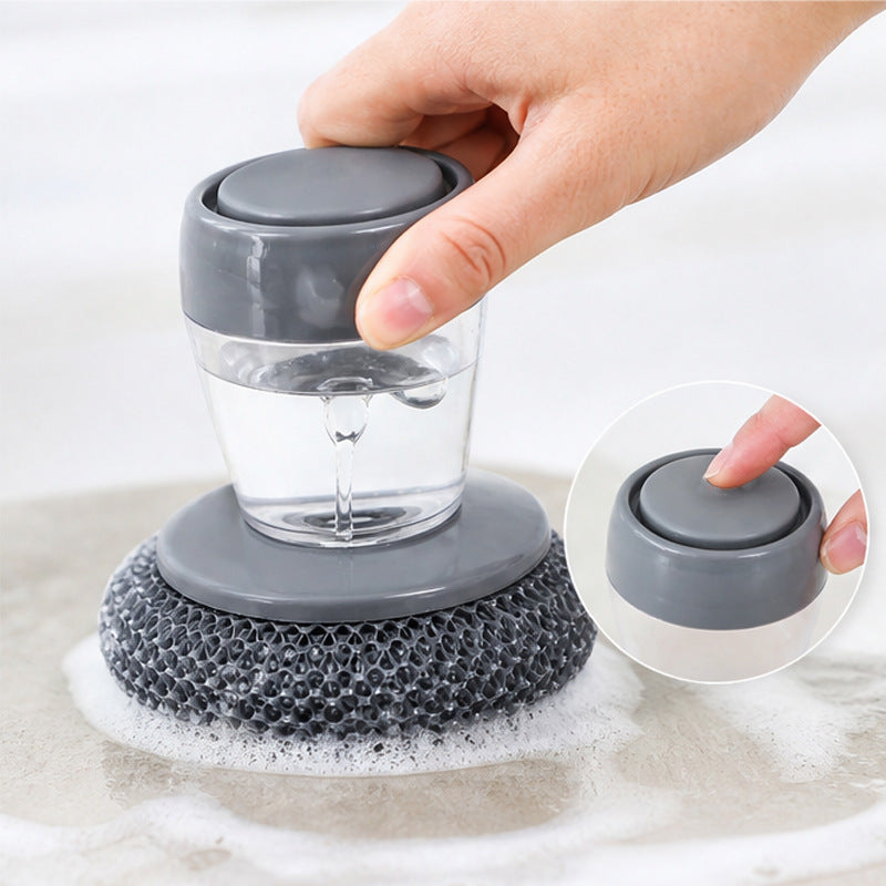 Press Liquid Dispensing Dish Brush, Automatic Soap Dispensing Pot Cleaning Brush, Kitchen Scrub Brush for Pans, Pots, Stovetop & Sink Household Cleaning