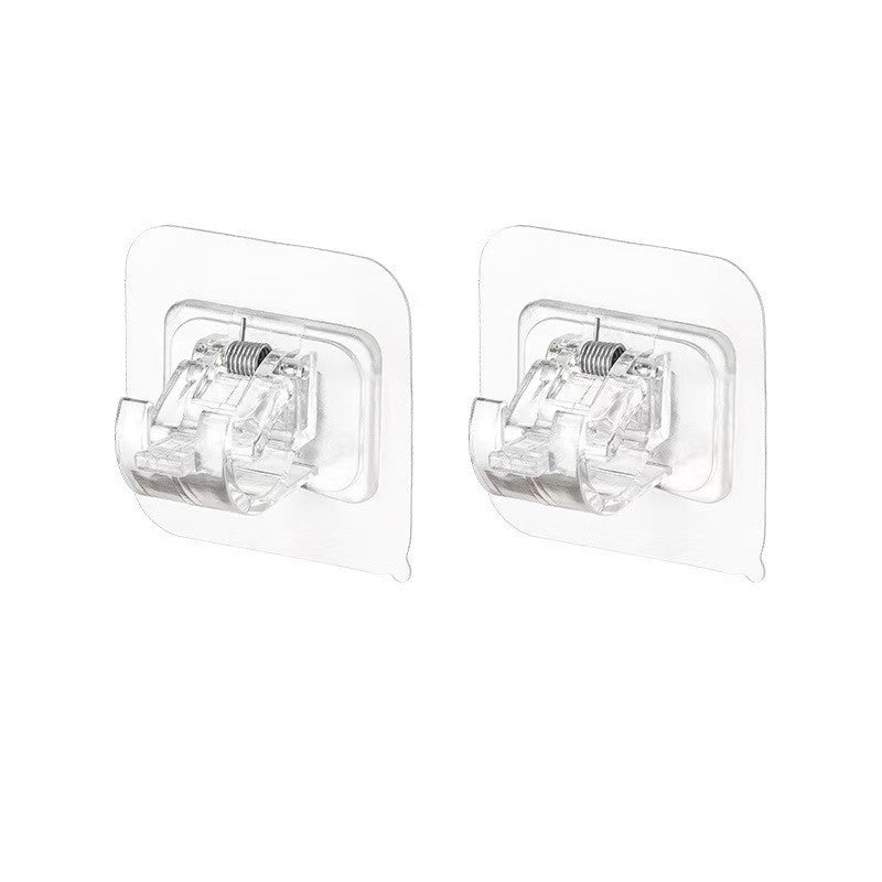 No-Drill Curtain Rod Brackets - Clear Adhesive Design For Easy Hanging