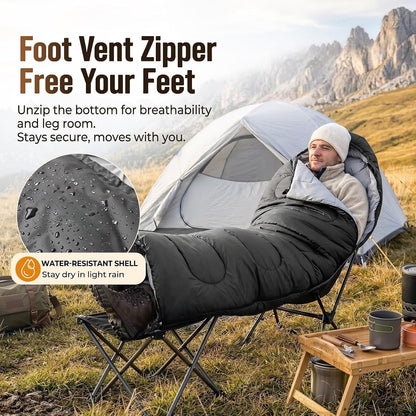 3 Season Warm & Cool Weather - Summer Spring Fall Lightweight Waterproof for Adults Kids - Camping Essentials Gear Accessories Hiking Sleep Must Haves