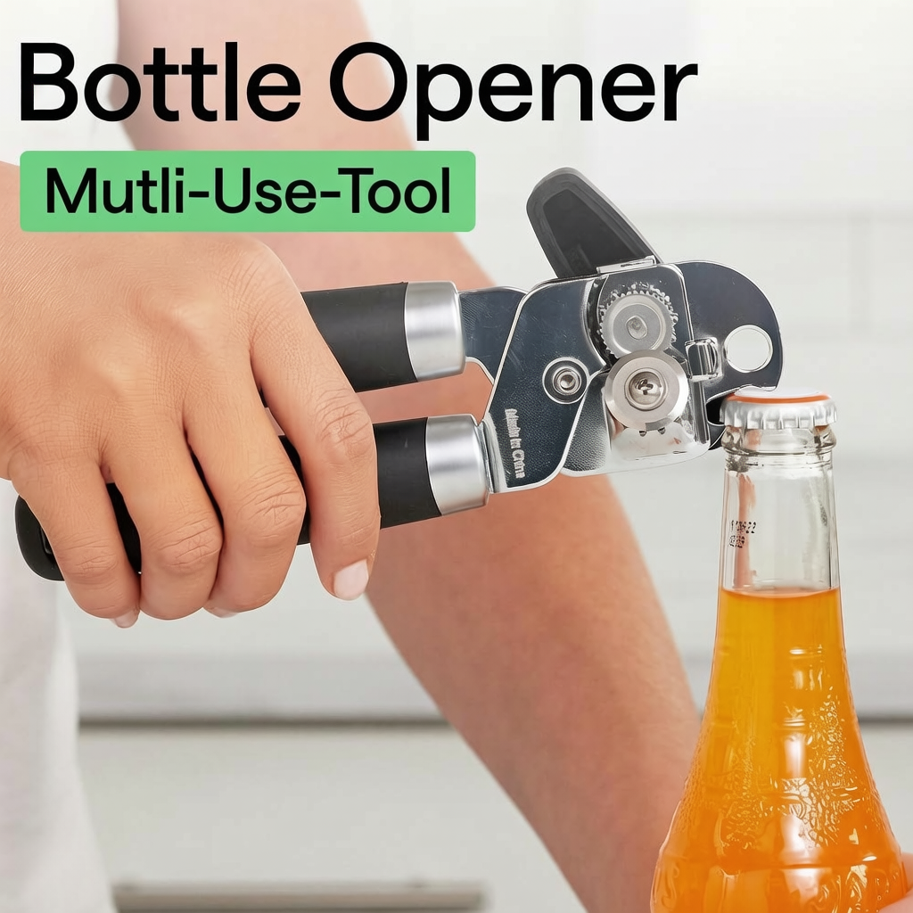Grip Upgraded Model Stainless Steel Manual Can Opener, Black