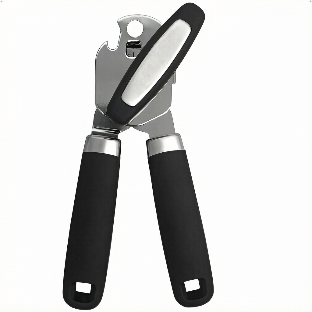 Grip Upgraded Model Stainless Steel Manual Can Opener, Black