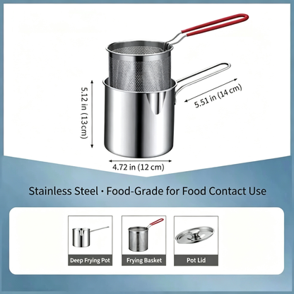 Single-Serve Stainless Steel Mini Deep Fryer Set