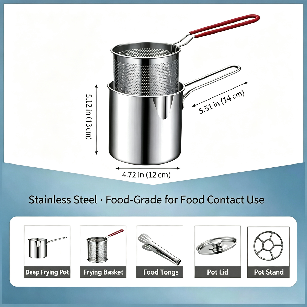 Single-Serve Stainless Steel Mini Deep Fryer Set