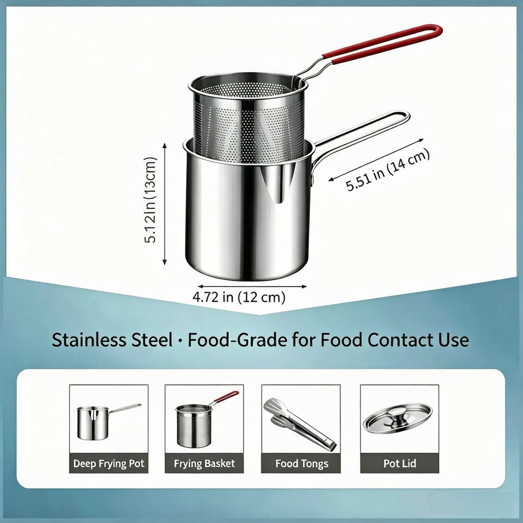 Single-Serve Stainless Steel Mini Deep Fryer Set