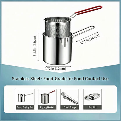 Single-Serve Stainless Steel Mini Deep Fryer Set