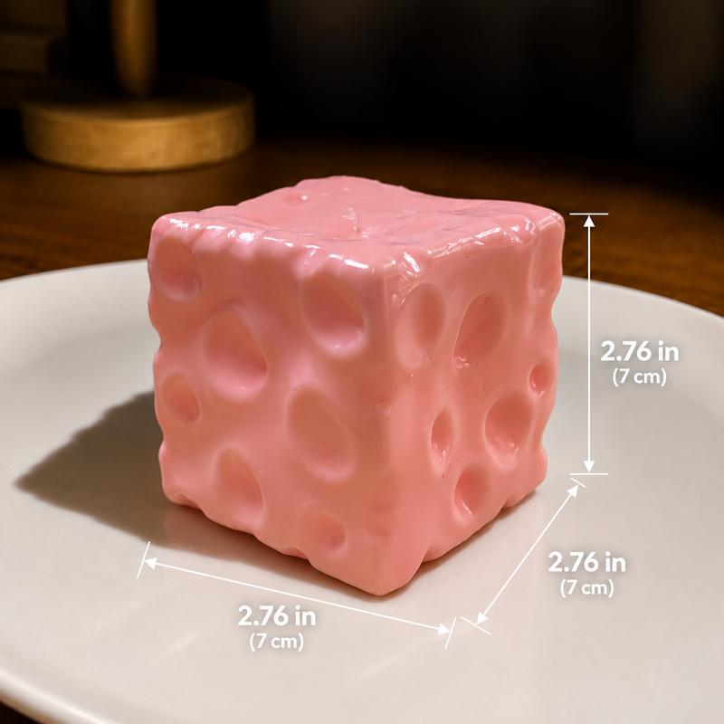 Cheese Cube Squishy Toy - Yellow, Pink, Red & Green, Soft Moldable Petroleum Jelly-Filled Squeeze Ball, 6cm/7cm Squishy Fidgets ASMR Stress Relief Toy for Ages 12+, Unisex Anxiety Relief Sensory Toy