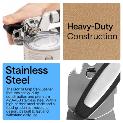 Grip Upgraded Model Stainless Steel Manual Can Opener, Black
