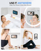 Shower Phone Holder Waterproof -Rotatable Adjustable Phone Case for Shower - Bathroom Accessories Wall Mount Phone Holder for iPhone 17/16 Pro Max, S25 Ultra,4-7" Cellphones | Anti-Fog IPX6 Waterproof Phone Holder for Bathroom, Bathtub, Shower and Kitchen