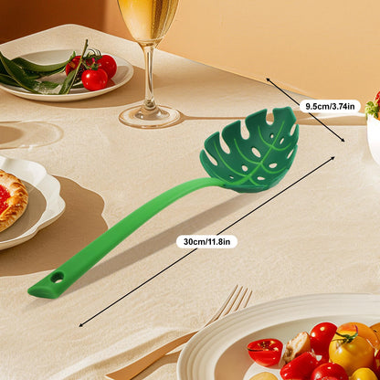 Jungle Unique Green Leaf Noodle Leaky Turtle Back Leaf Cooking Spoon for Kitchen Tools