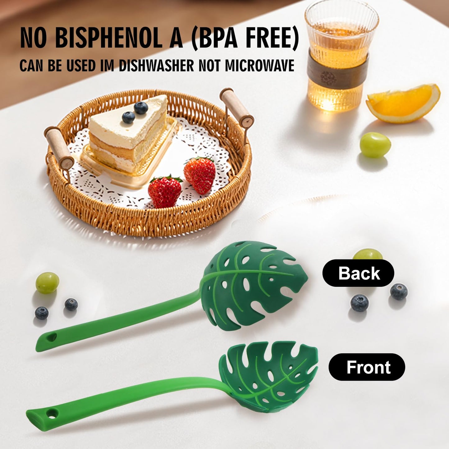 Jungle Unique Green Leaf Noodle Leaky Turtle Back Leaf Cooking Spoon for Kitchen Tools