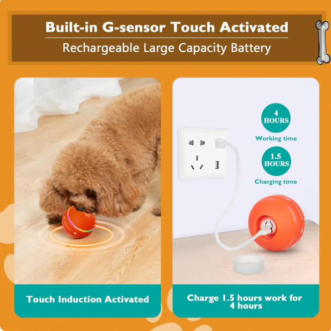 Smart Active Rolling & Bouncing BallToy for Dogs |Interactive Dog ToysDog Ball