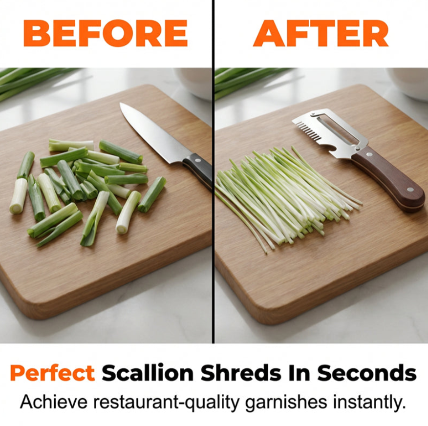🎁3-in-1 Scallion Shredder & Peeler Kitchen Tool