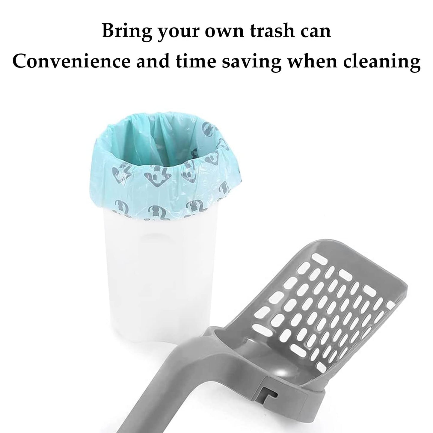 Pooper Scooper for Cat, Cat Litter Scoop with Bags, Integrated Detachable Deep Shovel Holder, Large Capacity Portable