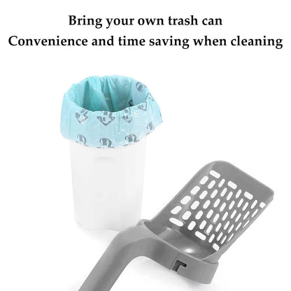 Pooper Scooper for Cat, Cat Litter Scoop with Bags, Integrated Detachable Deep Shovel Holder, Large Capacity Portable
