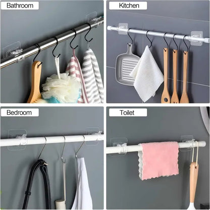 No-Drill Curtain Rod Brackets - Clear Adhesive Design For Easy Hanging