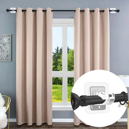 No-Drill Curtain Rod Brackets - Clear Adhesive Design For Easy Hanging