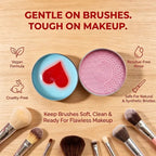 Makeup Brush Cleaner - Heart-Shaped Deep Cleaning Soap With Silicone Scrubber For Fresh Brushes