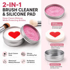 Makeup Brush Cleaner - Heart-Shaped Deep Cleaning Soap With Silicone Scrubber For Fresh Brushes